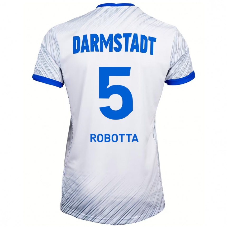 Kids Football Maurizio Robotta #5 White Blue Away Jersey 2024/25 T-Shirt Canada