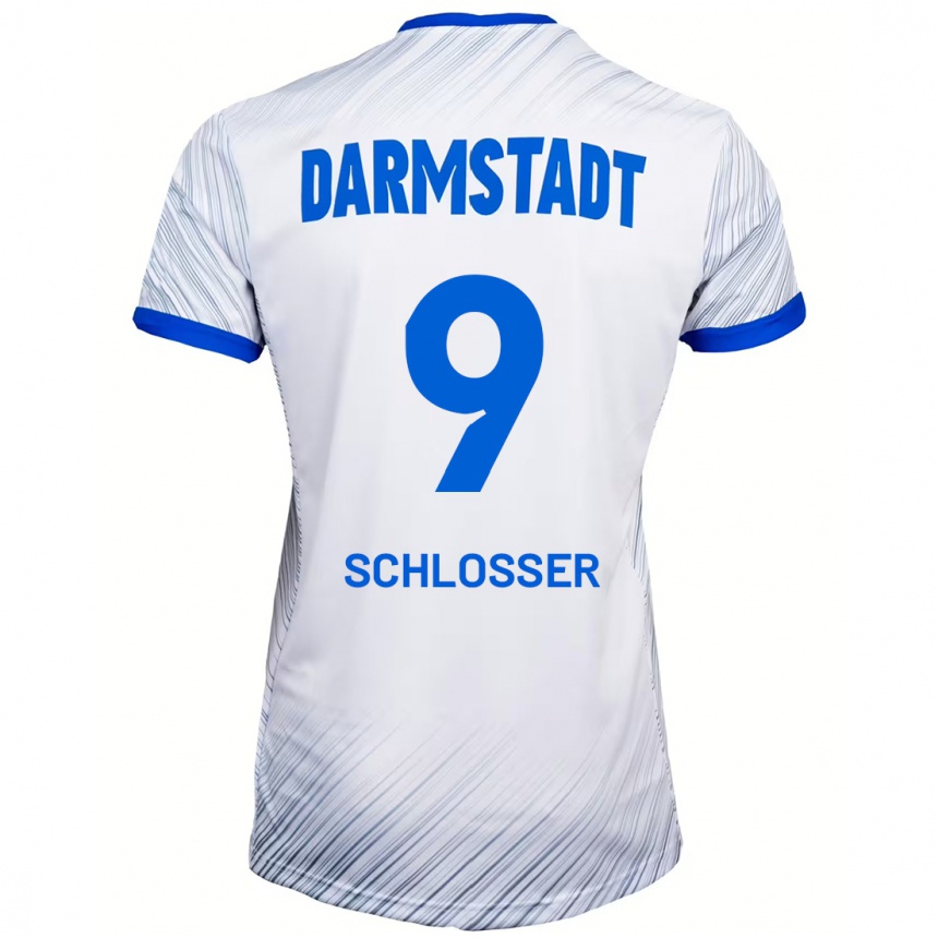 Kids Football Mika Schlosser #9 White Blue Away Jersey 2024/25 T-Shirt Canada