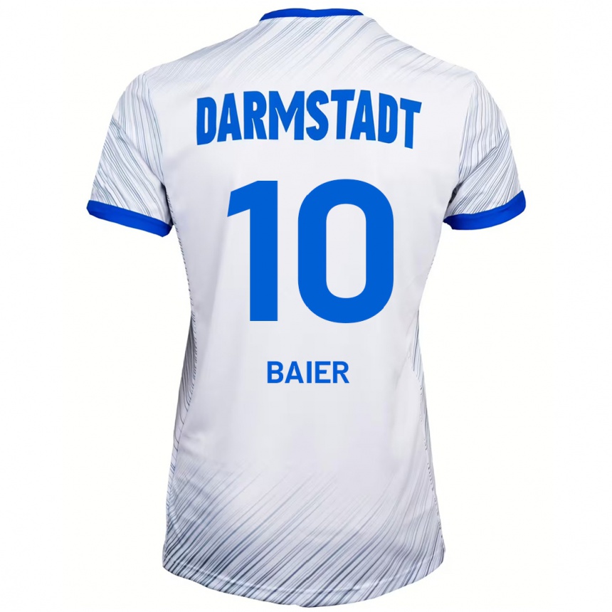 Kids Football Nico Baier #10 White Blue Away Jersey 2024/25 T-Shirt Canada