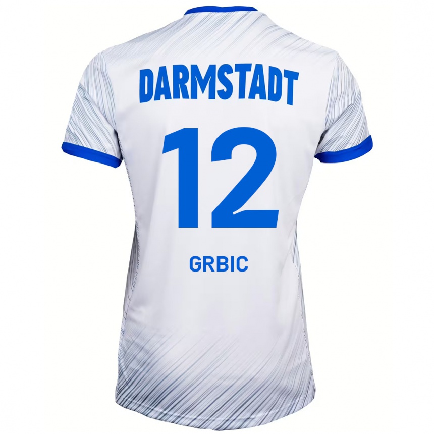 Kids Football Viktor Grbic #12 White Blue Away Jersey 2024/25 T-Shirt Canada