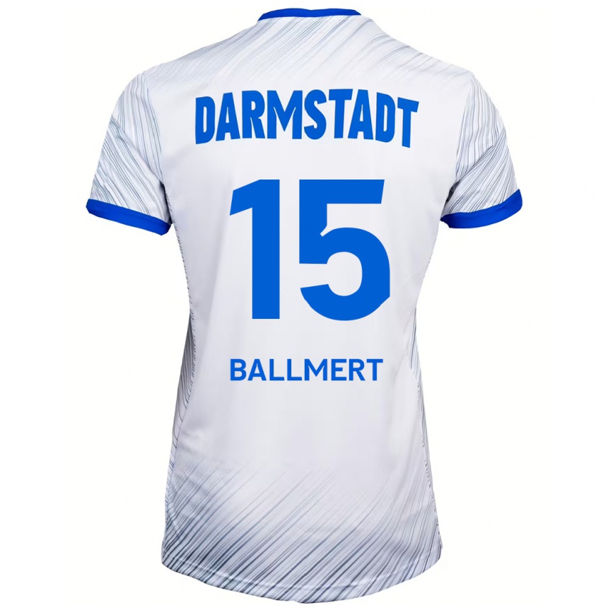 Kids Football Markus Ballmert #15 White Blue Away Jersey 2024/25 T-Shirt Canada