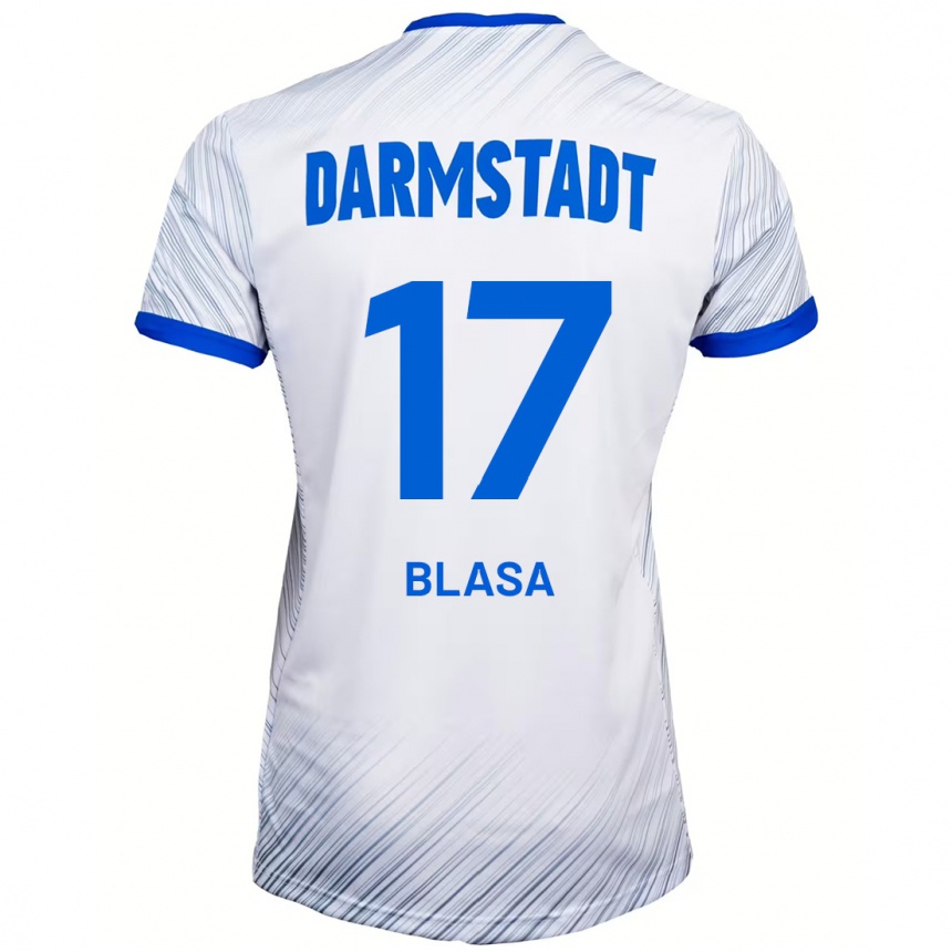 Kids Football Keanu Blasa #17 White Blue Away Jersey 2024/25 T-Shirt Canada