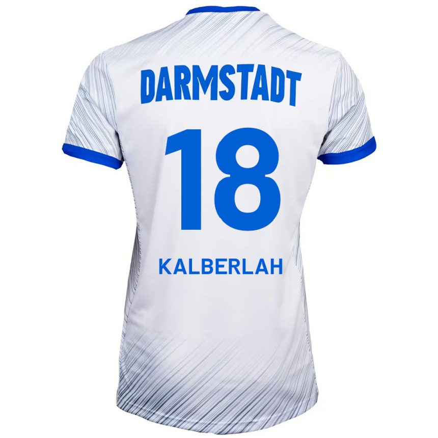 Kids Football Simon Kalberlah #18 White Blue Away Jersey 2024/25 T-Shirt Canada