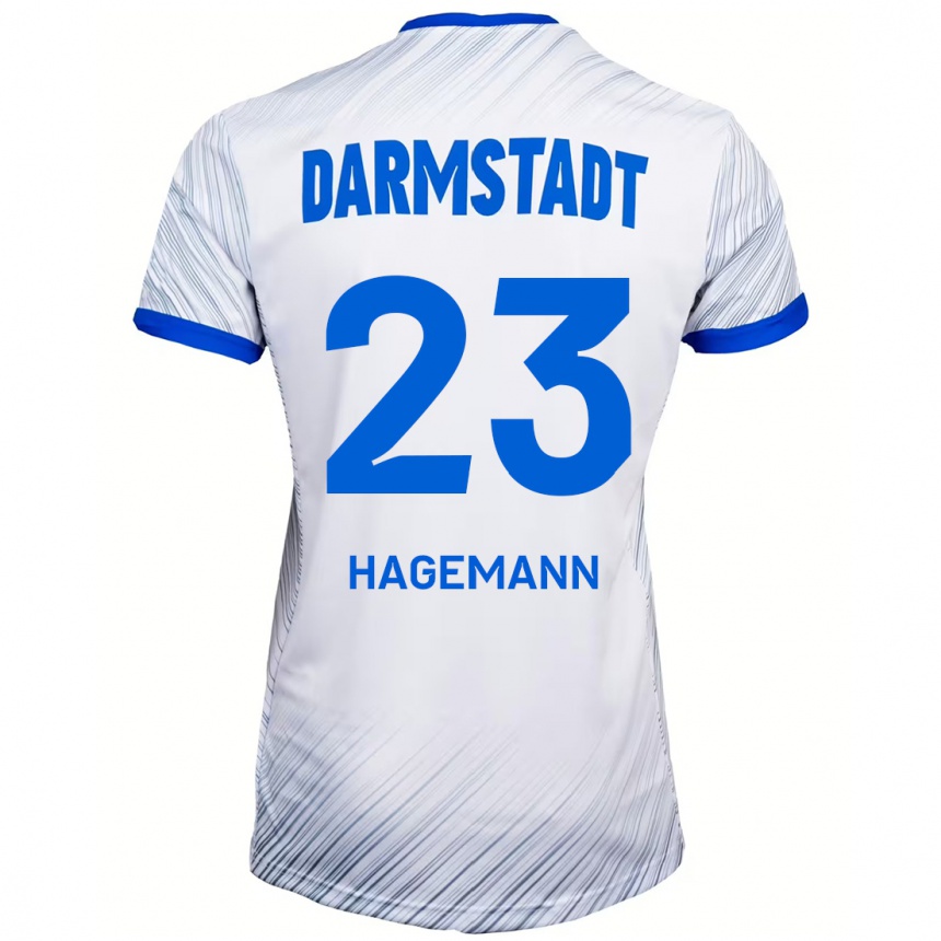 Kids Football Emil Hagemann #23 White Blue Away Jersey 2024/25 T-Shirt Canada