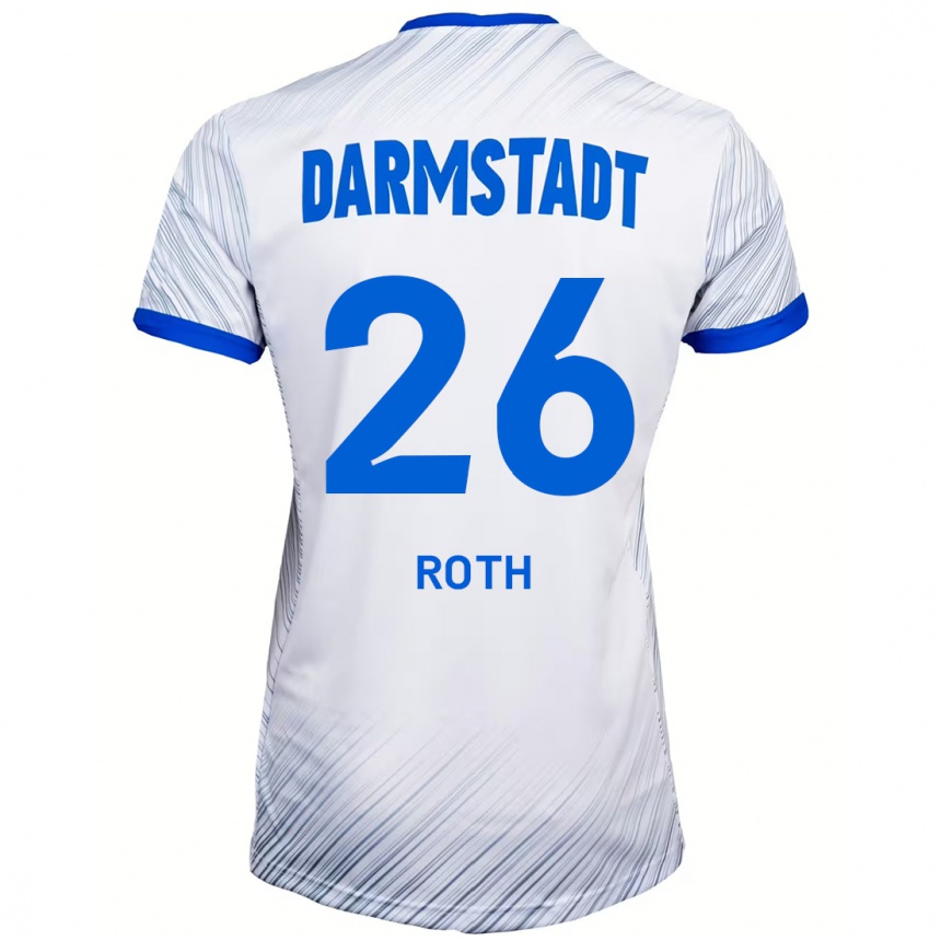 Kids Football Maximilian Roth #26 White Blue Away Jersey 2024/25 T-Shirt Canada