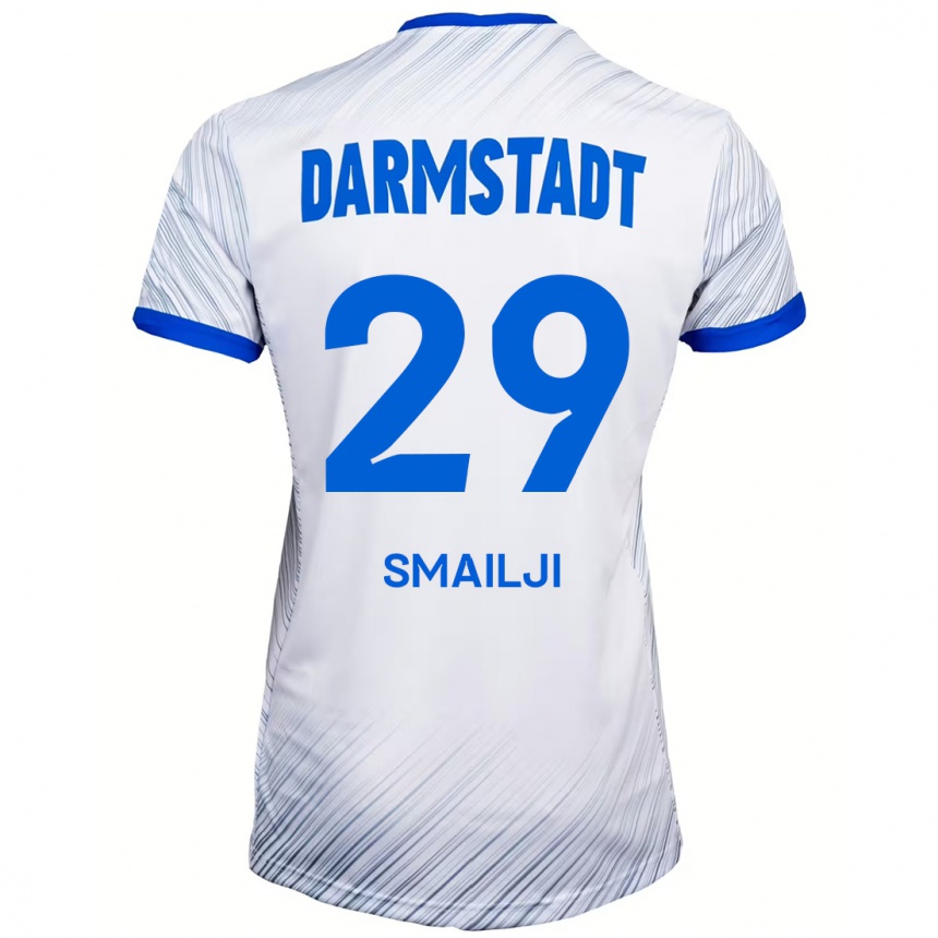 Kids Football Esad Smailji #29 White Blue Away Jersey 2024/25 T-Shirt Canada