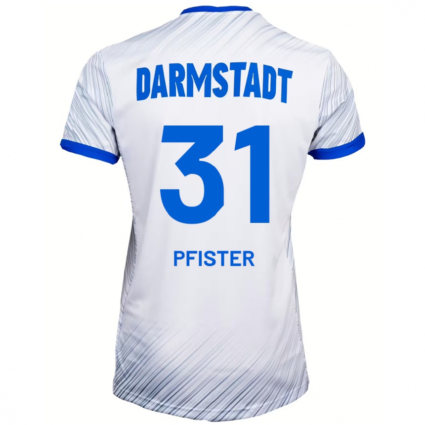 Kids Football Max Pfister #31 White Blue Away Jersey 2024/25 T-Shirt Canada