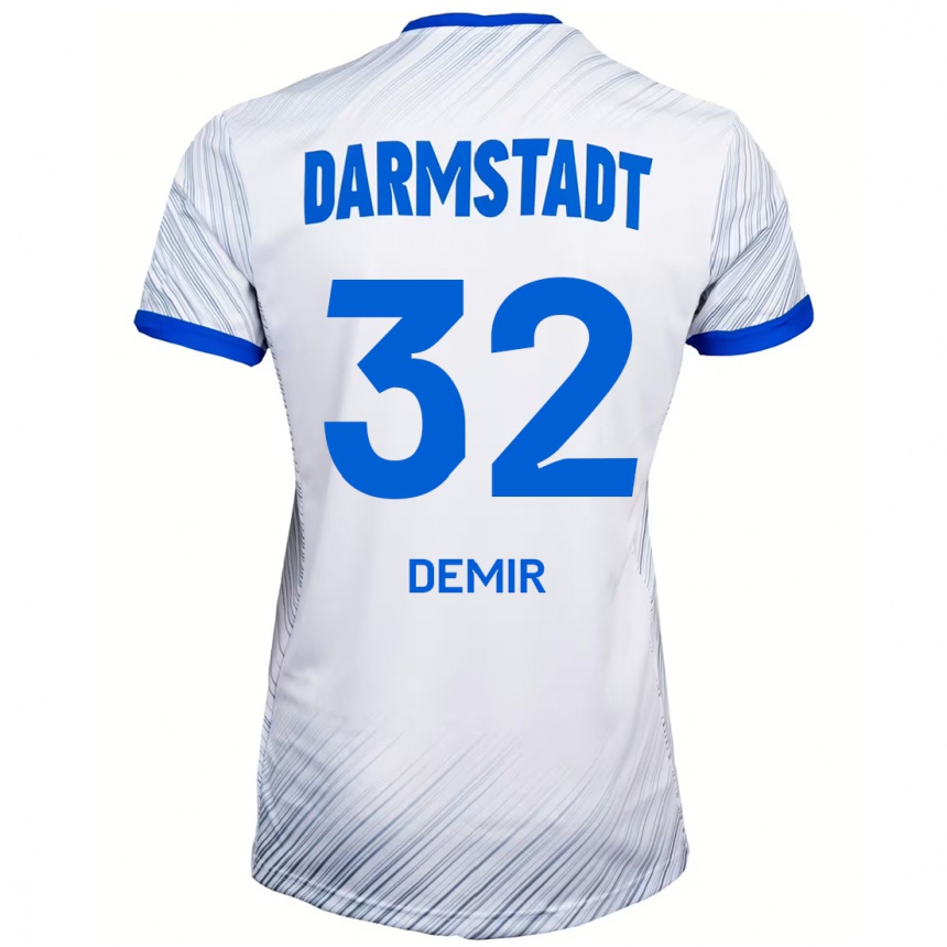 Kids Football Lean Demir #32 White Blue Away Jersey 2024/25 T-Shirt Canada