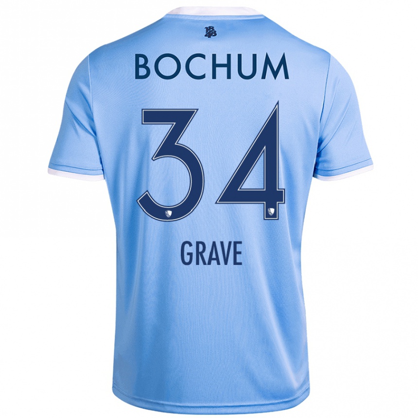 Kids Football Paul Grave #34 Sky Blue Away Jersey 2024/25 T-Shirt Canada