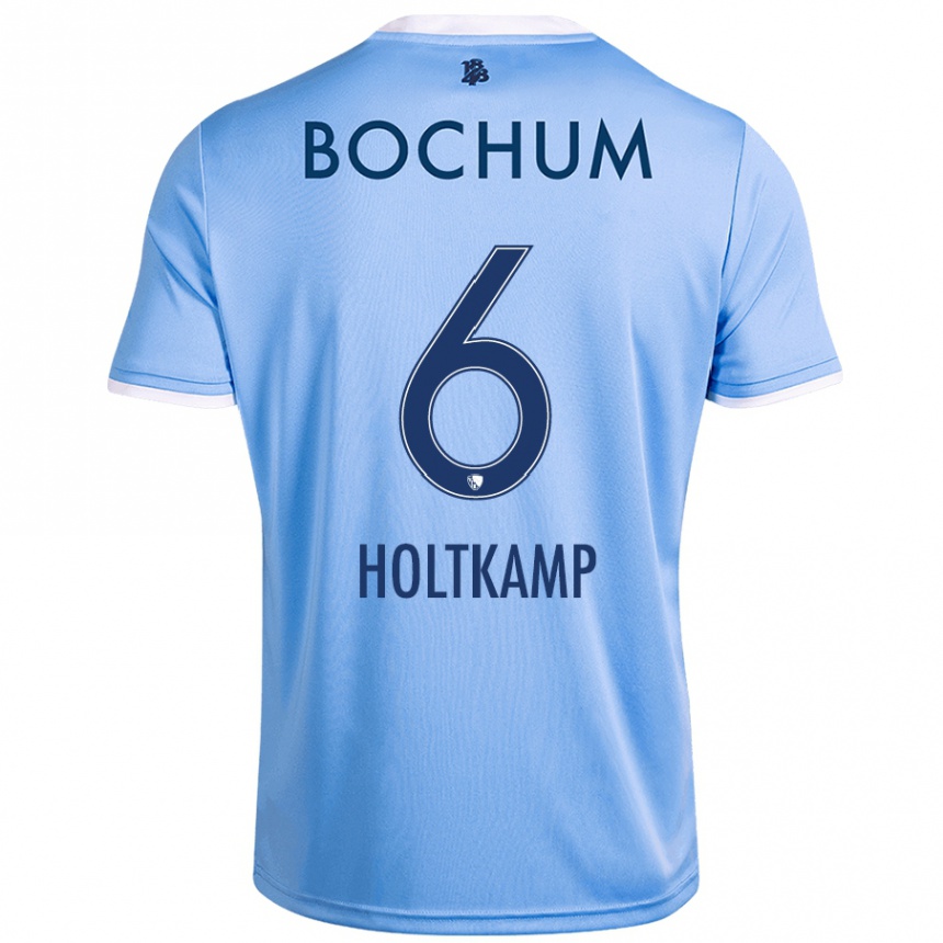 Kids Football Lars Holtkamp #6 Sky Blue Away Jersey 2024/25 T-Shirt Canada