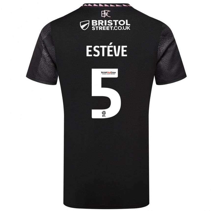 Kids Football Maxime Estève #5 Black Away Jersey 2024/25 T-Shirt Canada