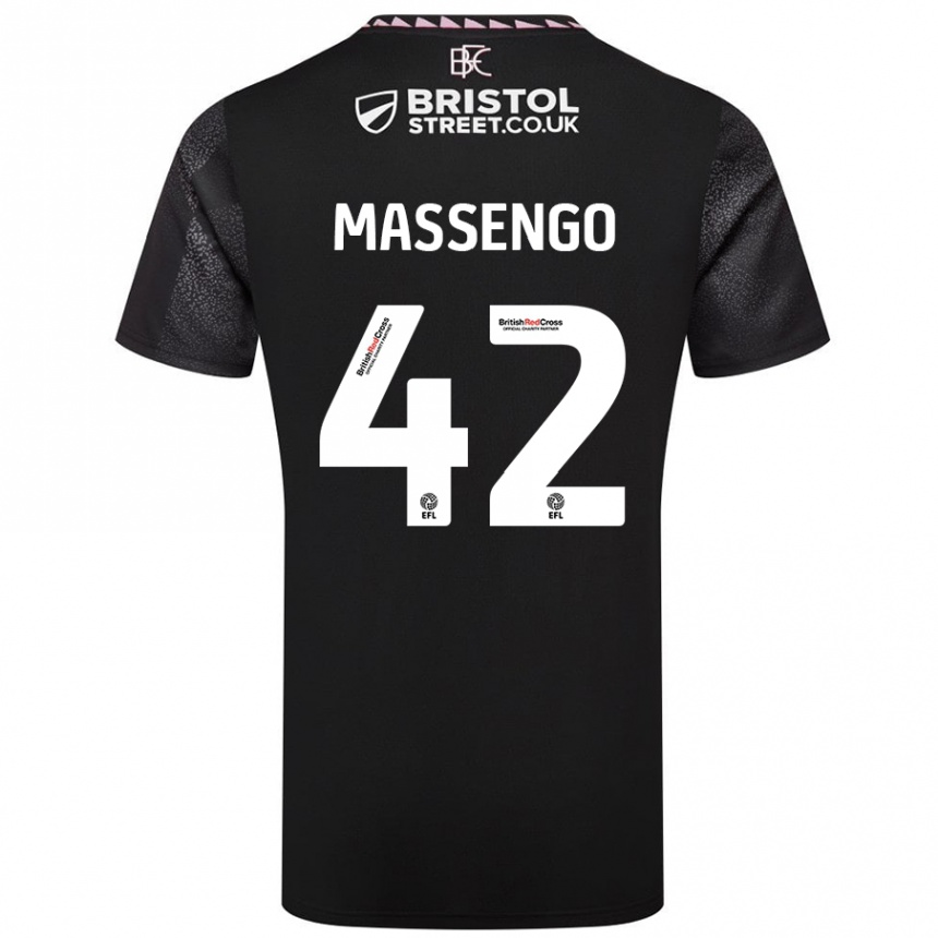 Kids Football Han-Noah Massengo #42 Black Away Jersey 2024/25 T-Shirt Canada