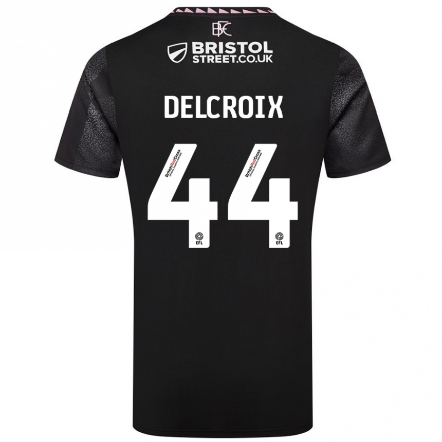 Kids Football Hannes Delcroix #44 Black Away Jersey 2024/25 T-Shirt Canada