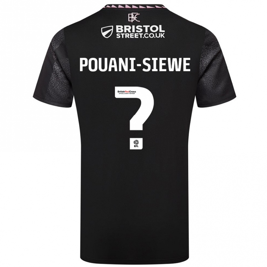 Kids Football Brandon Pouani-Siewe #0 Black Away Jersey 2024/25 T-Shirt Canada