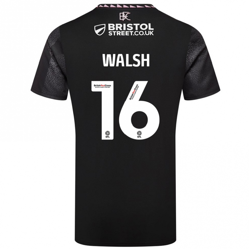 Kids Football Lucy Walsh #16 Black Away Jersey 2024/25 T-Shirt Canada