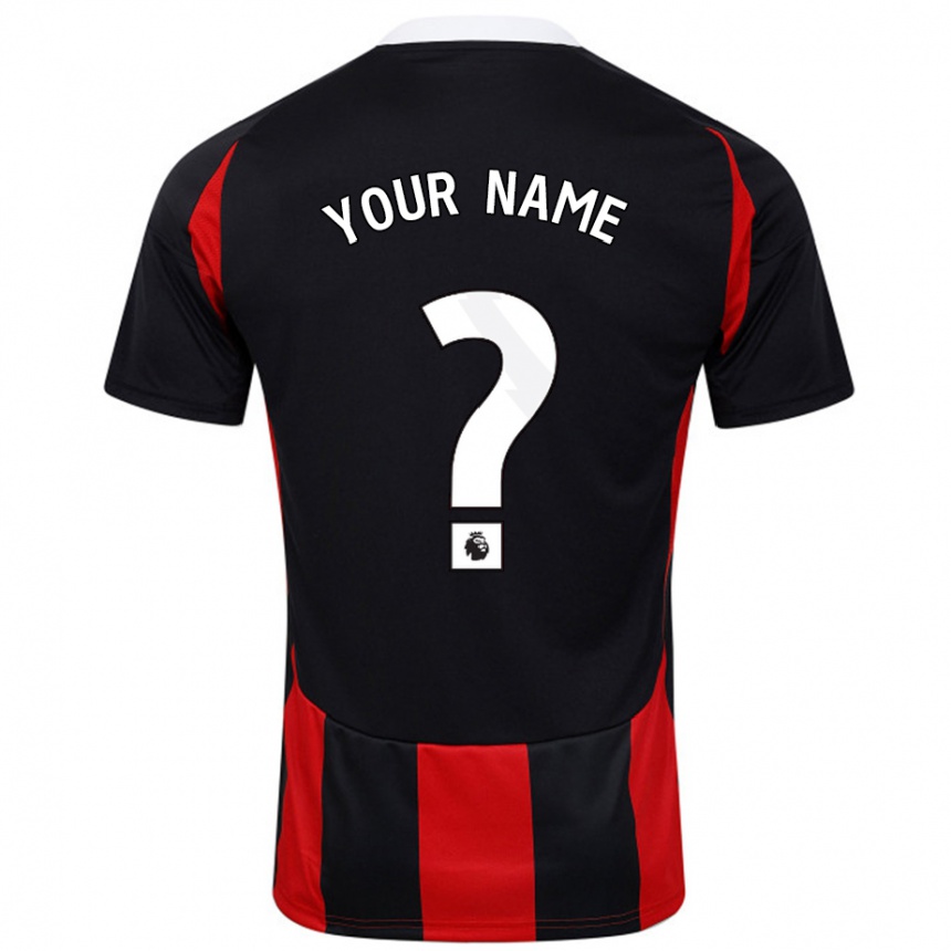 Kids Football Your Name #0 Black Red Away Jersey 2024/25 T-Shirt Canada