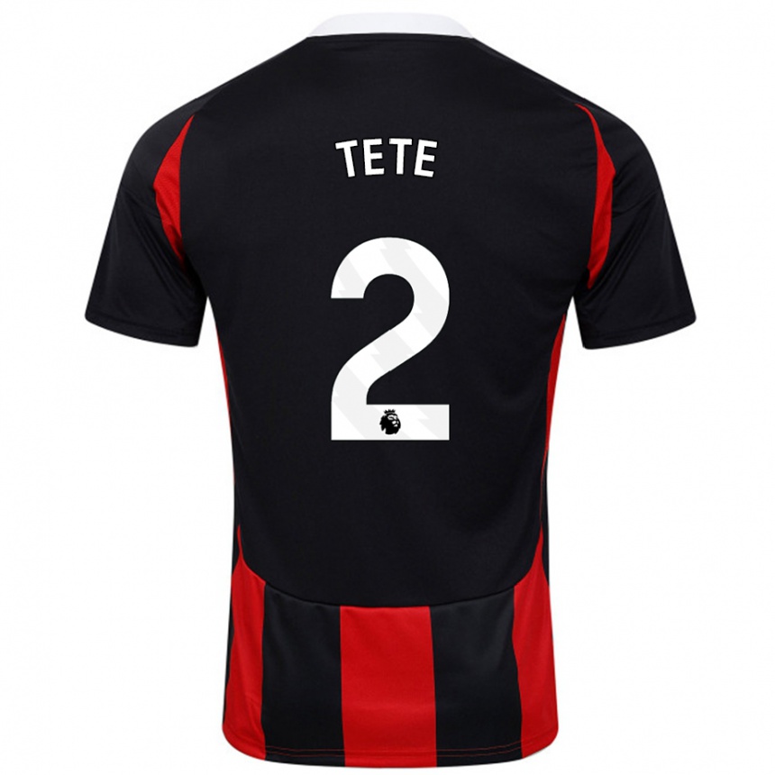 Kids Football Kenny Tete #2 Black Red Away Jersey 2024/25 T-Shirt Canada