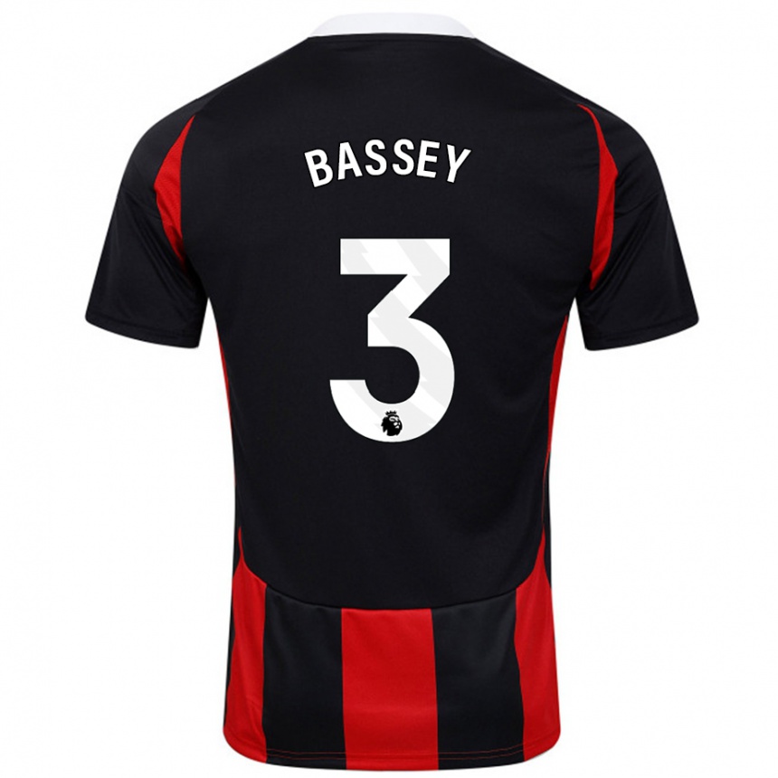 Kids Football Calvin Bassey #3 Black Red Away Jersey 2024/25 T-Shirt Canada