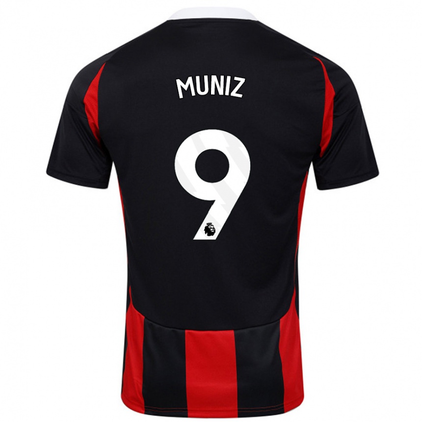 Kids Football Rodrigo Muniz #9 Black Red Away Jersey 2024/25 T-Shirt Canada