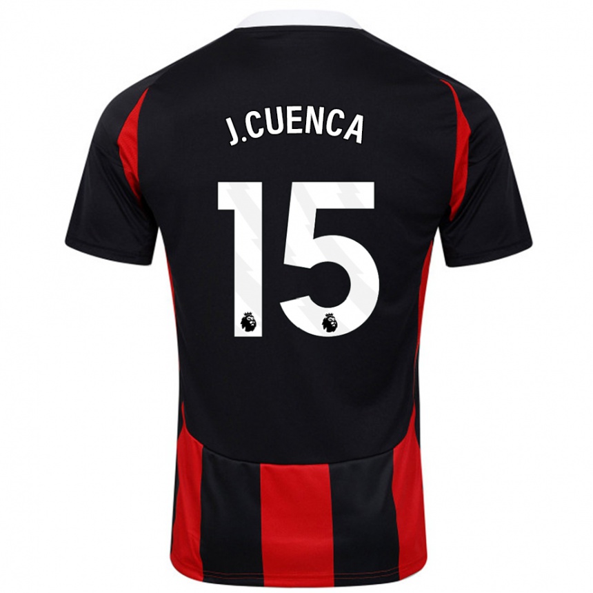 Kids Football Jorge Cuenca #15 Black Red Away Jersey 2024/25 T-Shirt Canada