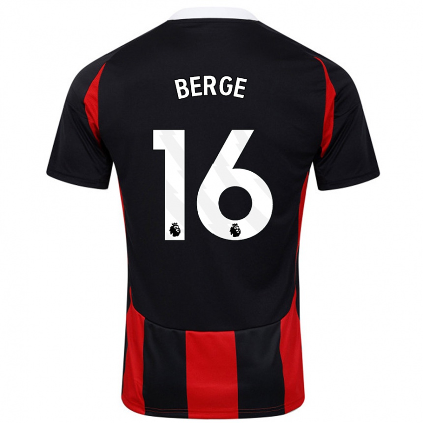 Kids Football Sander Berge #16 Black Red Away Jersey 2024/25 T-Shirt Canada