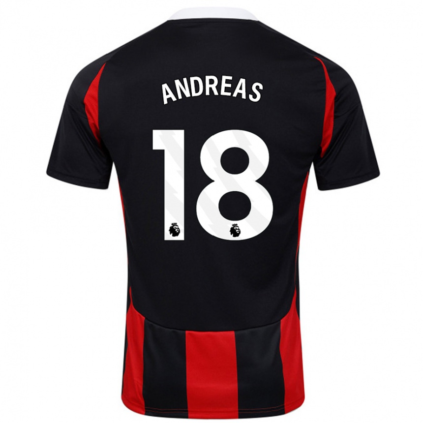 Kids Football Andreas Pereira #18 Black Red Away Jersey 2024/25 T-Shirt Canada