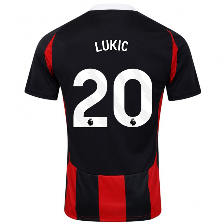 Kids Football Saša Lukić #20 Black Red Away Jersey 2024/25 T-Shirt Canada