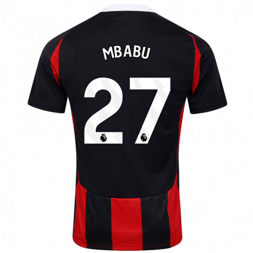 Kids Football Kevin Mbabu #27 Black Red Away Jersey 2024/25 T-Shirt Canada