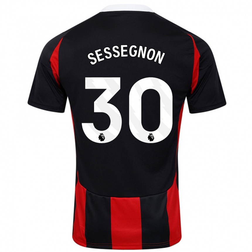 Kids Football Ryan Sessegnon #30 Black Red Away Jersey 2024/25 T-Shirt Canada