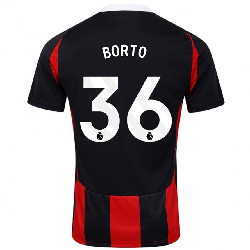 Kids Football Alex Borto #36 Black Red Away Jersey 2024/25 T-Shirt Canada