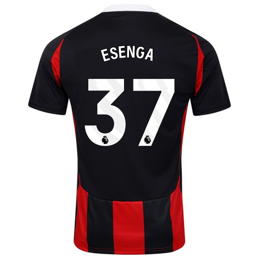 Kids Football Jonathan Esenga #37 Black Red Away Jersey 2024/25 T-Shirt Canada