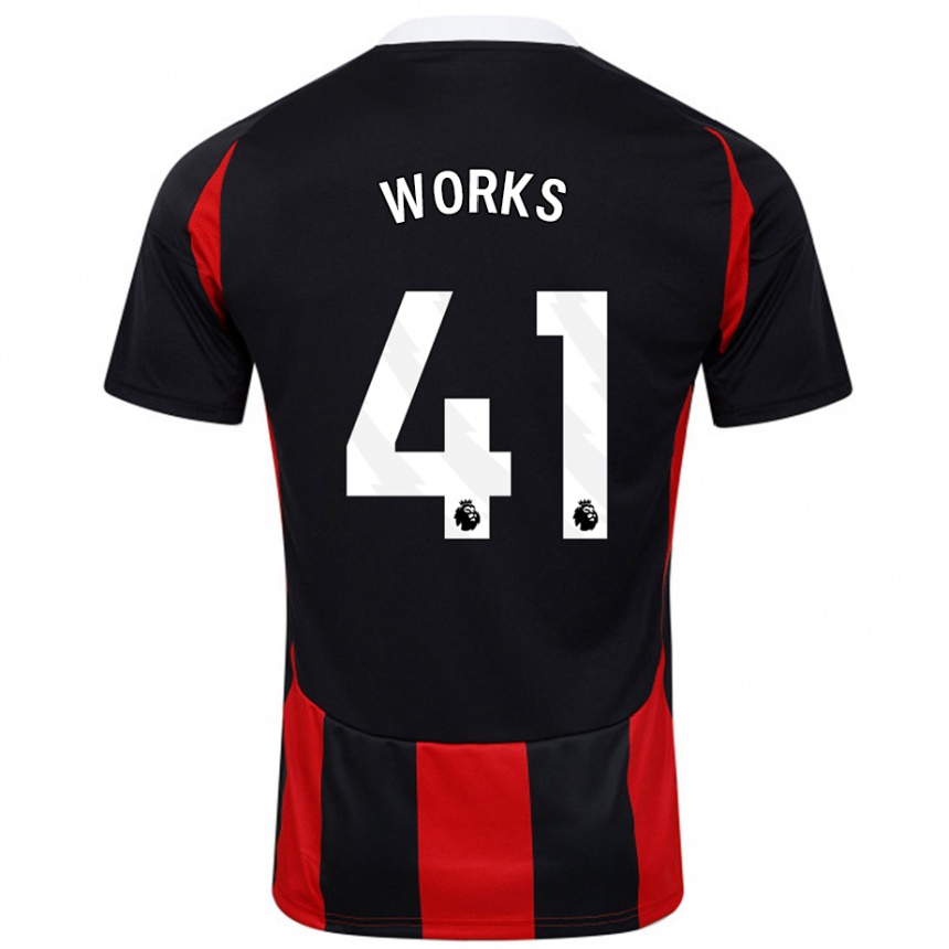 Kids Football Terrell Works #41 Black Red Away Jersey 2024/25 T-Shirt Canada