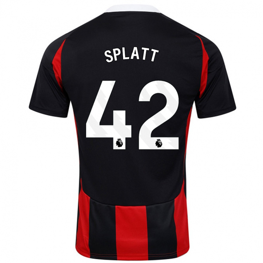 Kids Football Delano Splatt #42 Black Red Away Jersey 2024/25 T-Shirt Canada