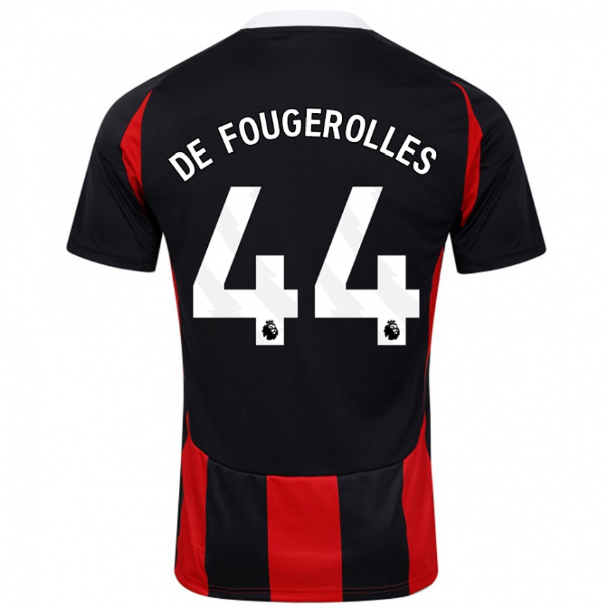 Kids Football Luc De Fougerolles #44 Black Red Away Jersey 2024/25 T-Shirt Canada