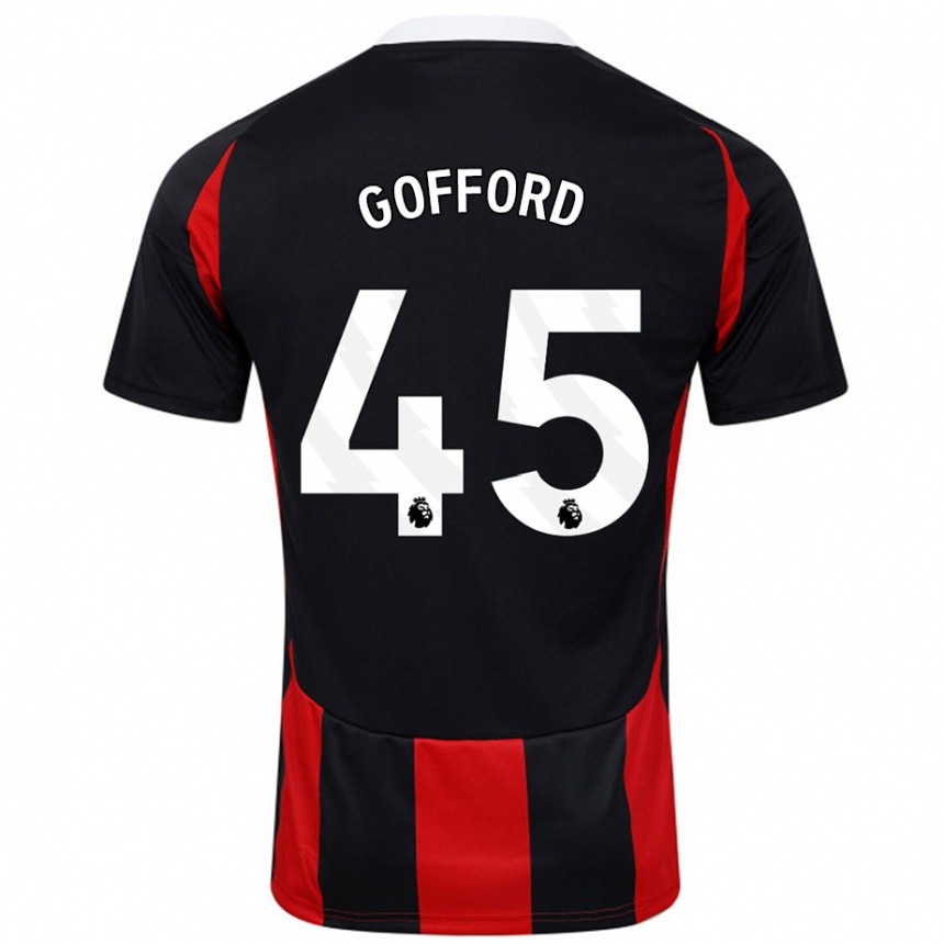 Kids Football Oliver Gofford #45 Black Red Away Jersey 2024/25 T-Shirt Canada