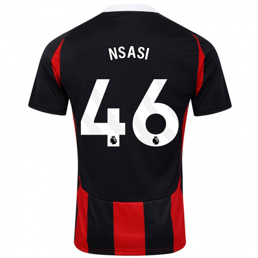 Kids Football Eddie Nsasi #46 Black Red Away Jersey 2024/25 T-Shirt Canada