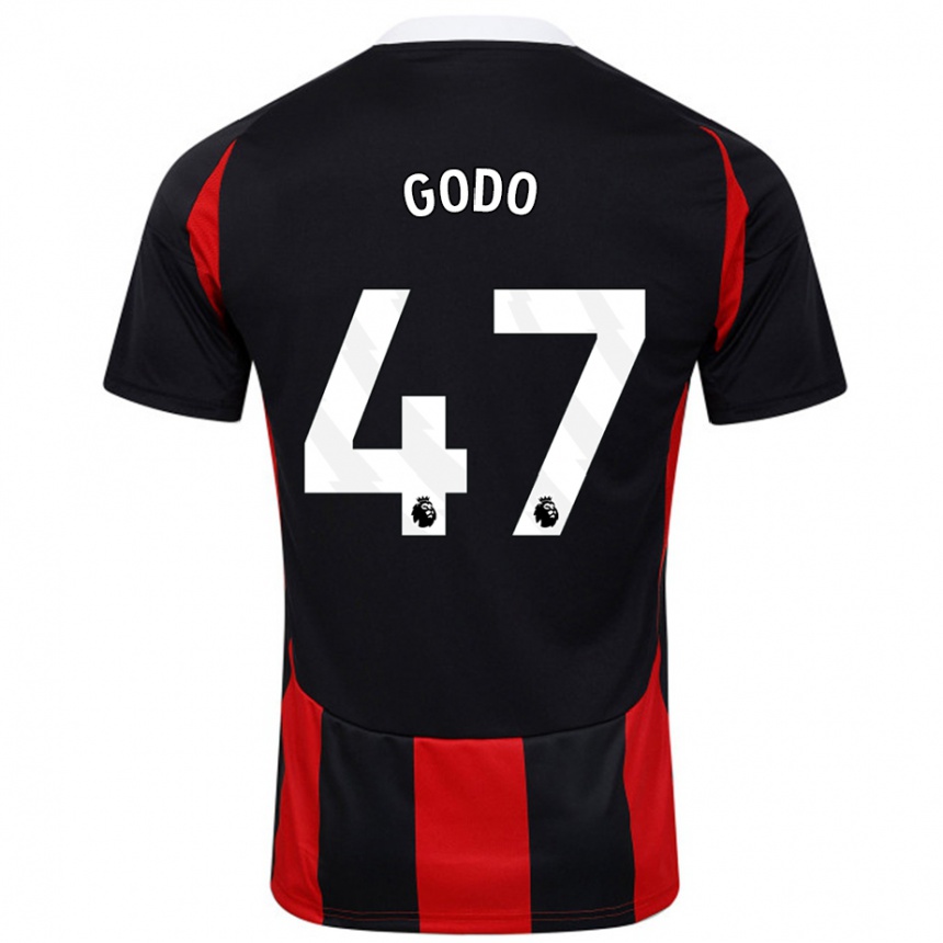 Kids Football Martial Godo #47 Black Red Away Jersey 2024/25 T-Shirt Canada