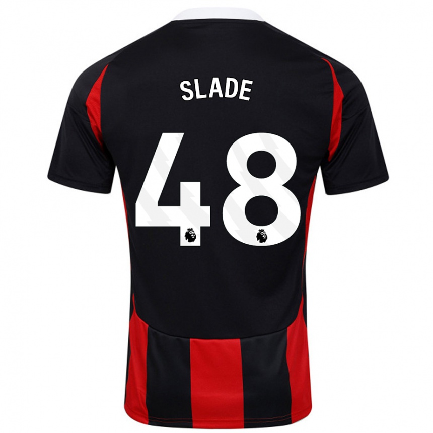 Kids Football Bradley Slade #48 Black Red Away Jersey 2024/25 T-Shirt Canada