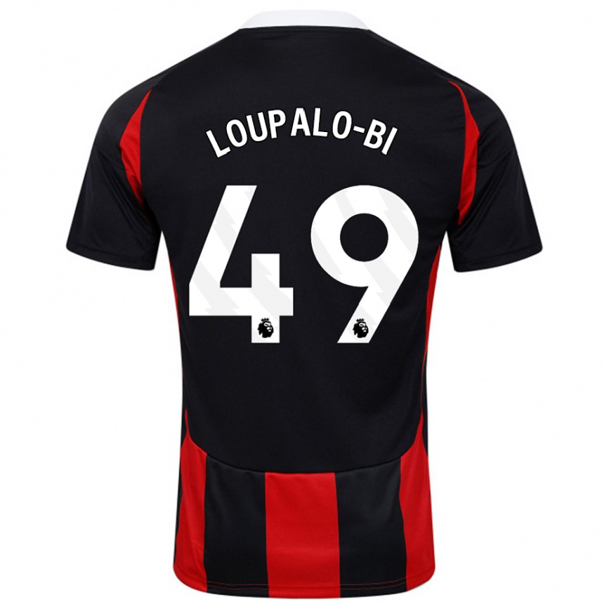 Kids Football Aaron Loupalo-Bi #49 Black Red Away Jersey 2024/25 T-Shirt Canada