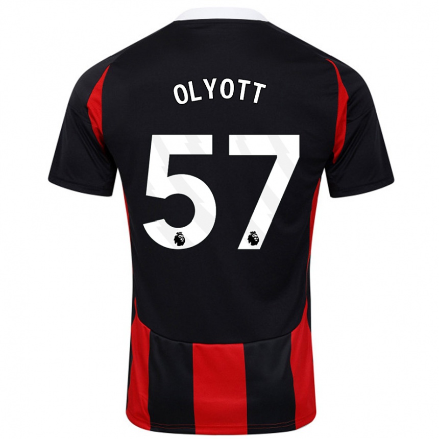 Kids Football Tom Olyott #57 Black Red Away Jersey 2024/25 T-Shirt Canada