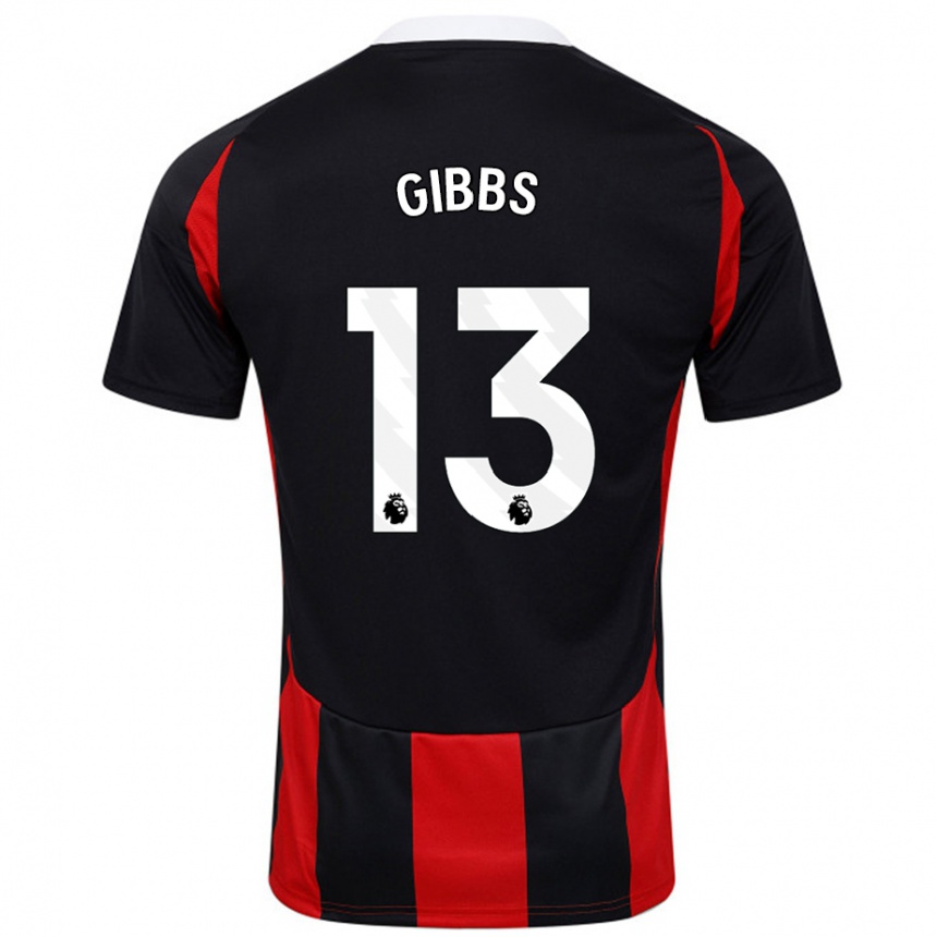 Kids Football Frankie Gibbs #13 Black Red Away Jersey 2024/25 T-Shirt Canada