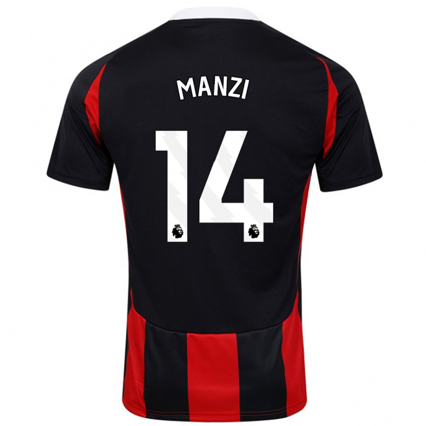 Kids Football Sophie Manzi #14 Black Red Away Jersey 2024/25 T-Shirt Canada