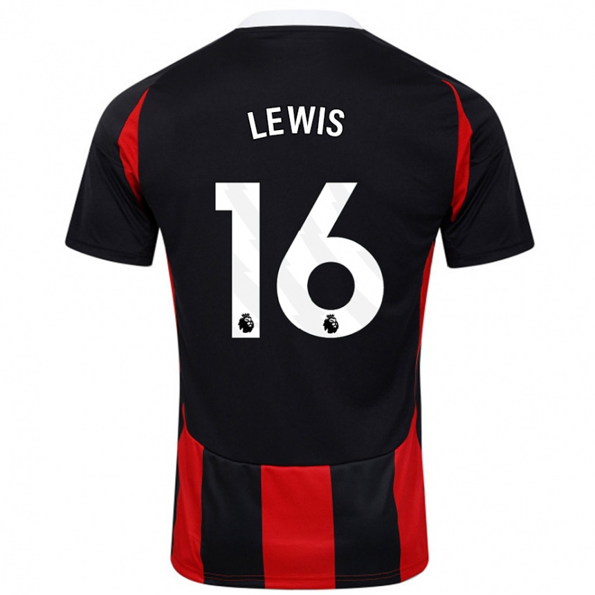 Kids Football Milla Lewis #16 Black Red Away Jersey 2024/25 T-Shirt Canada