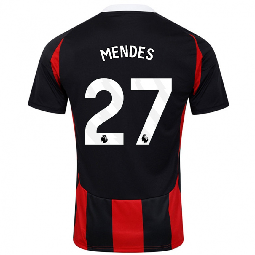 Kids Football Megalie Mendes #27 Black Red Away Jersey 2024/25 T-Shirt Canada