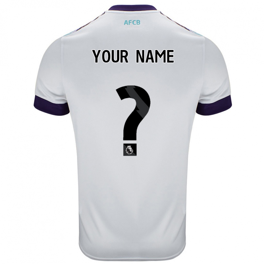 Kids Football Your Name #0 White Green Purple Away Jersey 2024/25 T-Shirt Canada