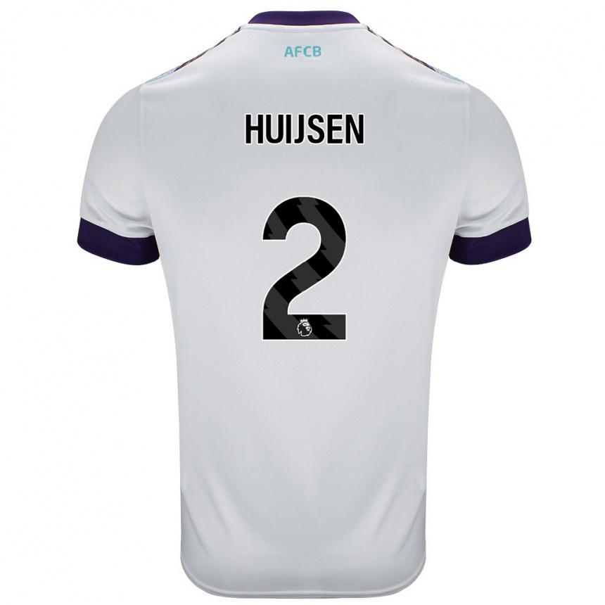 Kids Football Dean Huijsen #2 White Green Purple Away Jersey 2024/25 T-Shirt Canada