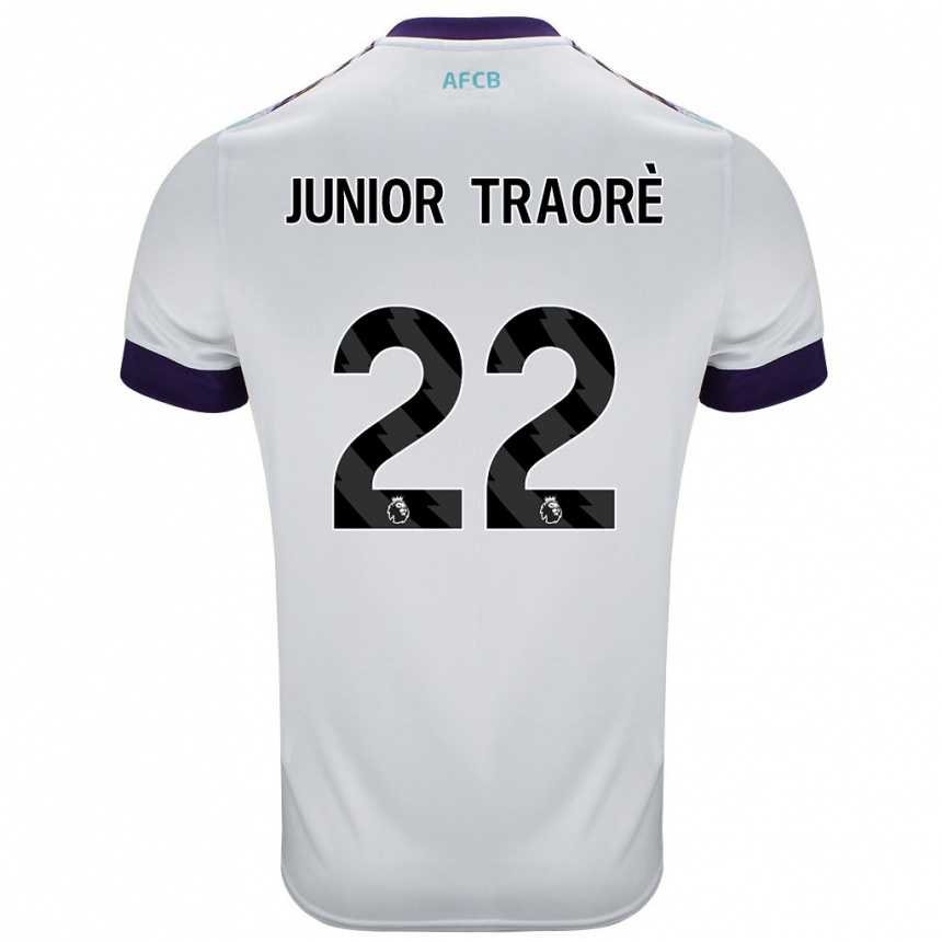 Kids Football Hamed Junior Traorè #22 White Green Purple Away Jersey 2024/25 T-Shirt Canada