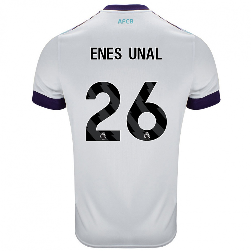 Kids Football Enes Ünal #26 White Green Purple Away Jersey 2024/25 T-Shirt Canada