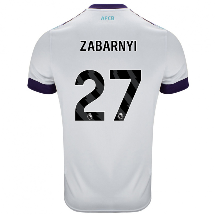 Kids Football Ilya Zabarnyi #27 White Green Purple Away Jersey 2024/25 T-Shirt Canada