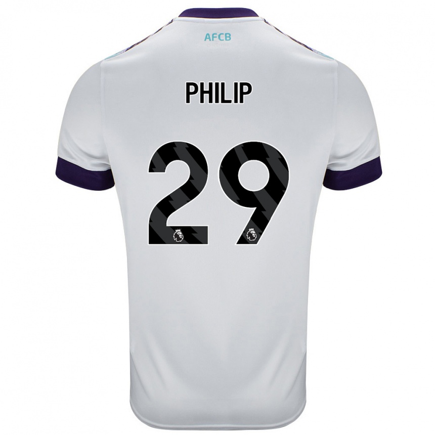 Kids Football Philip Billing #29 White Green Purple Away Jersey 2024/25 T-Shirt Canada